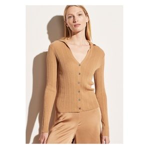 Vince Vince Ribbed Polo Cardigan